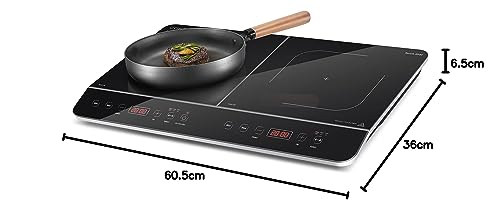 CASO Touch 3500 Induktionskochplatte doppelt mobil, Sicherheitsschalter, 60-240°C, 6 Stufen, Timer 180 Min., Töpfe bis 26 cm, 3500 Watt, Glaskeramik